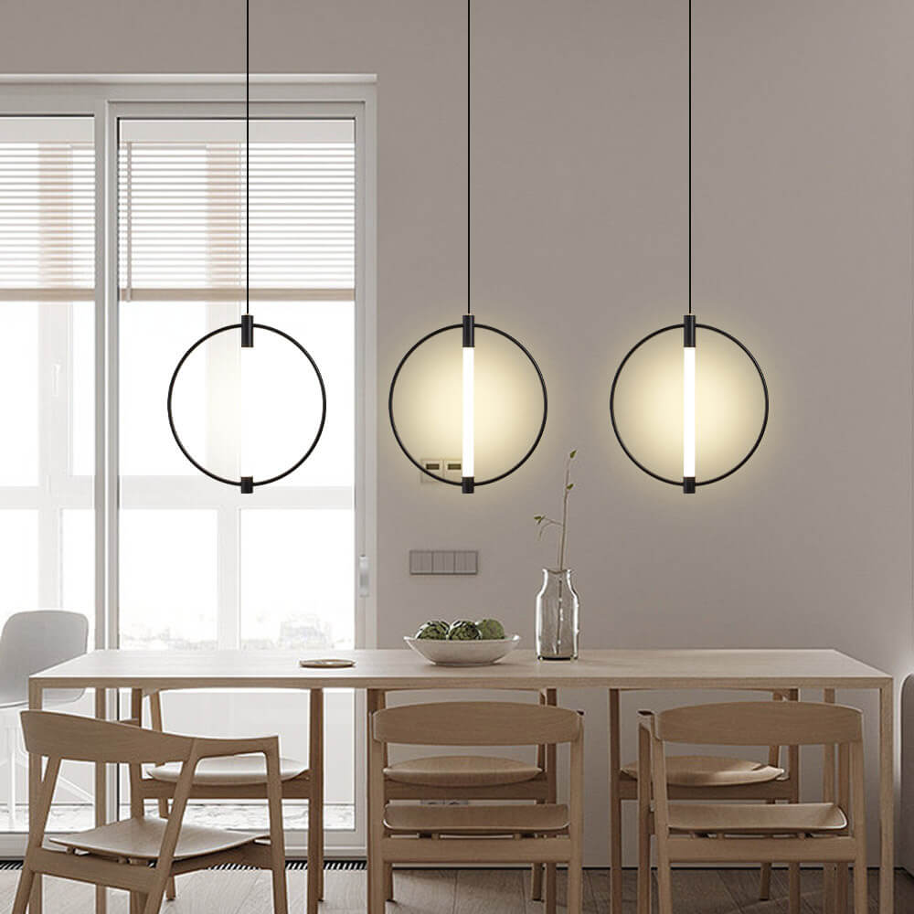 Nordic Modern Ring Wrought Iron Acrylic LED Pendant