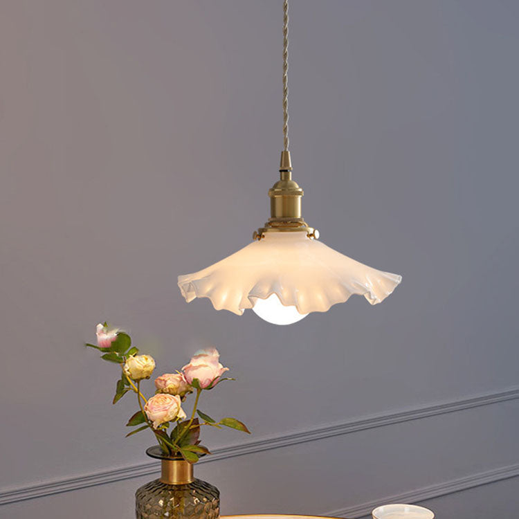 Contemporary Scandinavian Pod All Copper Glass 1-Light Pendant Light For Living Room