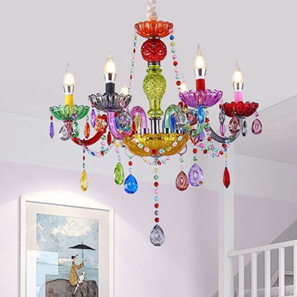 Modern Luxury Crown Iron Glass Crystal 6/8 Light Chandelier For Dining Room