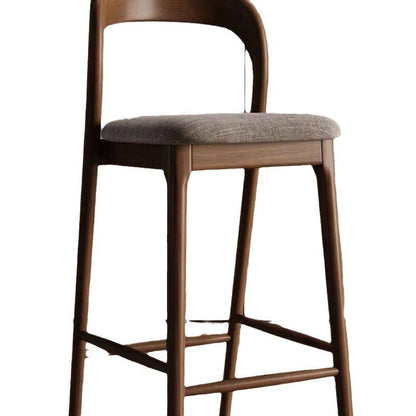 Modern Minimalist Square PU Wood Bar Stool Backrest Footrest For Dining Room