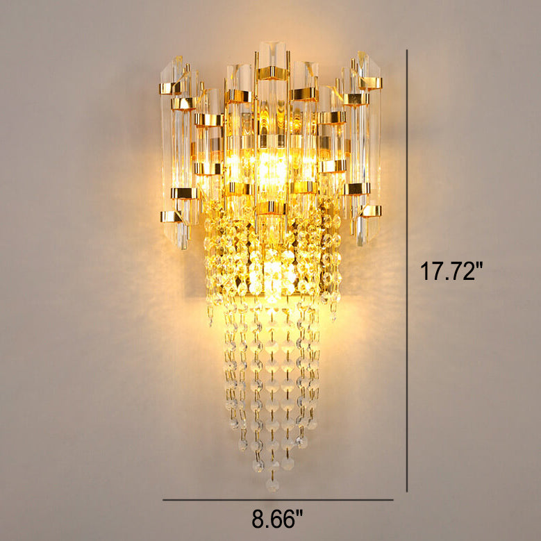Modern Luxury Crystal Tassel Gold 2/3 Light Wall Sconce Lamp