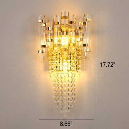 Modern Luxury Crystal Tassel Gold 2/3 Light Wall Sconce Lamp