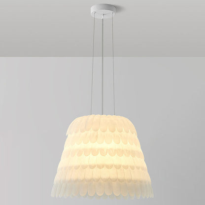 Modern Art Deco Imitation Feather Tiered Acrylic Shade 1/5-Light Pendant Light For Bedroom