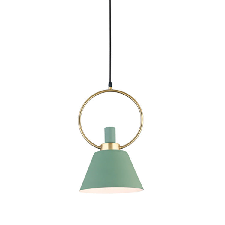 Contemporary Nordic Cone Shade Gold Ring 1-Light Pendant Light For Dining Room