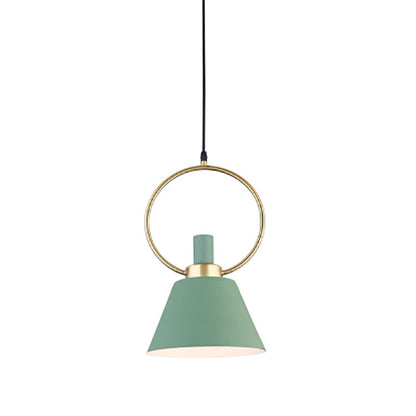 Contemporary Nordic Cone Shade Gold Ring 1-Light Pendant Light For Dining Room