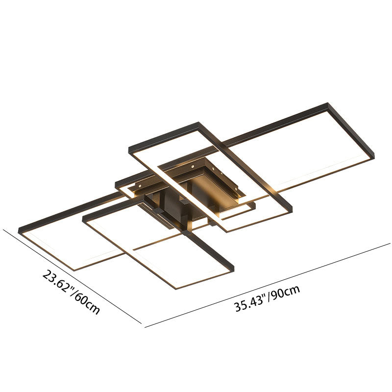 Modern Creative Splicing Rectangular Aluminum LED Flush Mount Ceiling Light