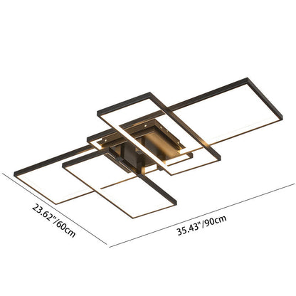 Modern Creative Splicing Rectangular Aluminum LED Flush Mount Ceiling Light