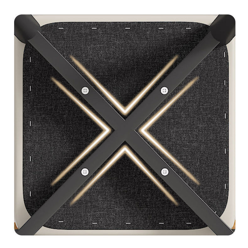 Modern Simplicity Square Fabric Faux Leather Upholstered Vanity Stool Low Back For Bedroom