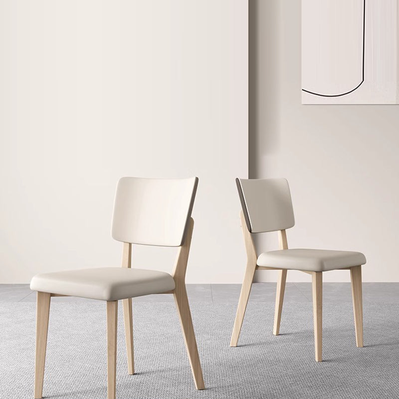 Contemporary Nordic Square PU Leather Solid Wood Frame Dining Chair Backrest For Dining Room