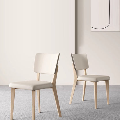 Contemporary Nordic Square PU Leather Solid Wood Frame Dining Chair Backrest For Dining Room