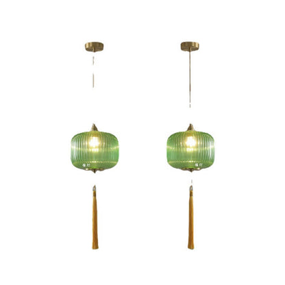 Nordic Modern Lantern Shape Copper Glass 1-Light Pendant Light
