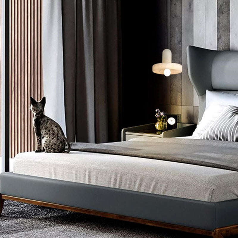 Modern Minimalist Round Disc Marble 1-Light Pendant Light For Bedroom