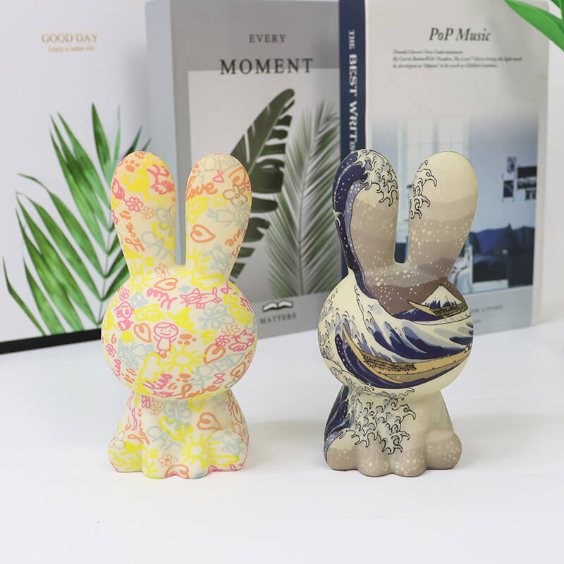 Creative Painted 3D Printed Rainbow Rabbit LED Night Light Table Lamp