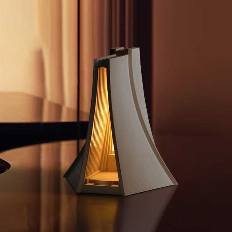 Contemporary Scandinavian Triangle Concrete LED Table Lamp For Bedroom