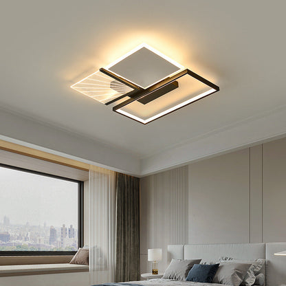Modern Minimalist Geometric Shapes Black White Iron LED Flush Mount Light