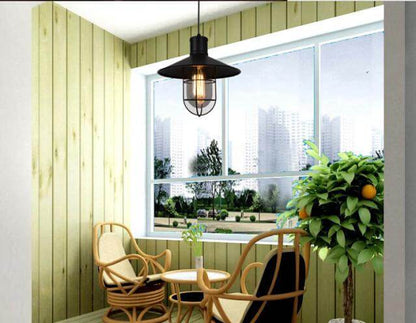 Black Cage Iron Lampshade 1-Light Single Bell Pendant Light