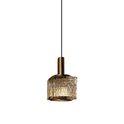 Modern Light Luxury Square Copper Glass 1-Light Pendant Light
