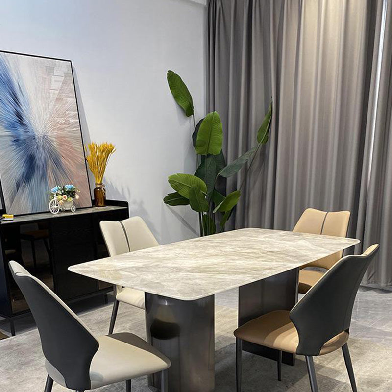 Contemporary Luxury Square Microfiber PU Leather Carbon Steel Dining Chair Backrest For Dining Room