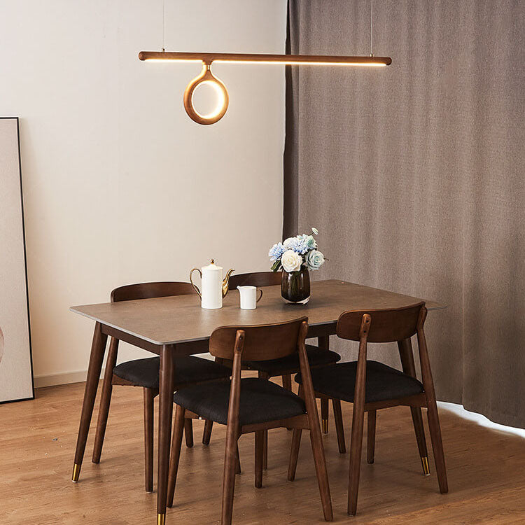 Modern Solid Wood Japanese Style Strip LED Chandelier