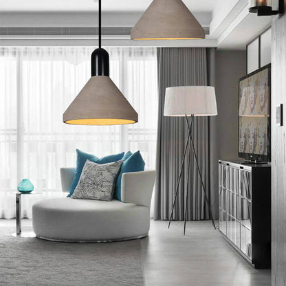 Industrial Style Solid Wood Cement 1-Light Pendant Light