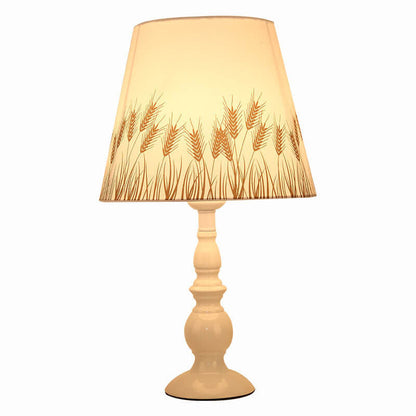 Modern Simple Floral Fabric Iron Vase Base 1-Light Table Lamp