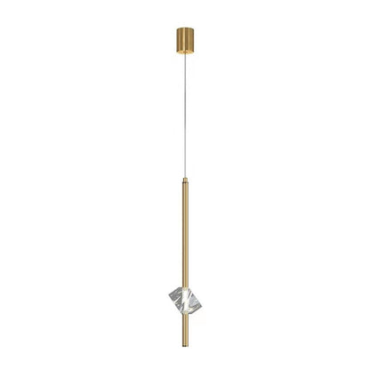 Contemporary Luxury Brass Strip Dazzling Crystal Stone LED Pendant Light For Living Room