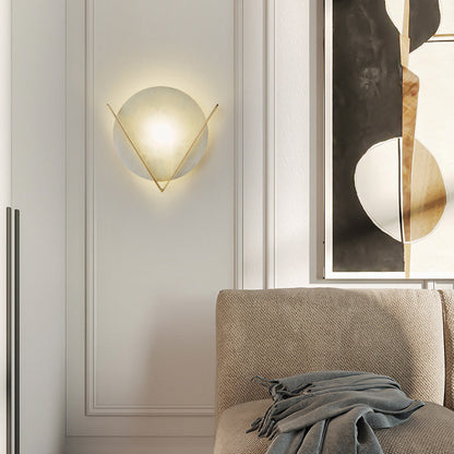 مصباح حائط LED دائري من النحاس والرخام بتصميم عصري بسيط لغرفة النوم 