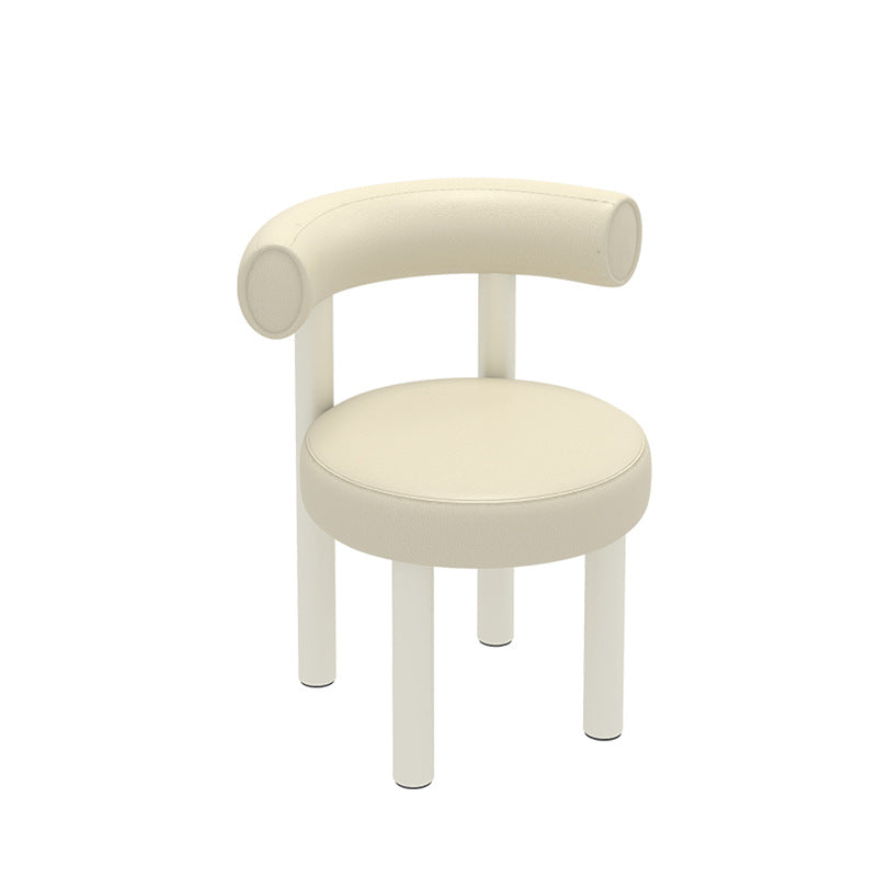 Contemporary Nordic Round Artificial Leather Iron Frame Vanity Stool Arc Back For Bedroom