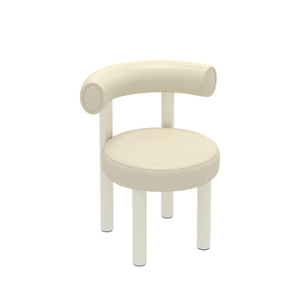 Contemporary Nordic Round Artificial Leather Iron Frame Vanity Stool Arc Back For Bedroom