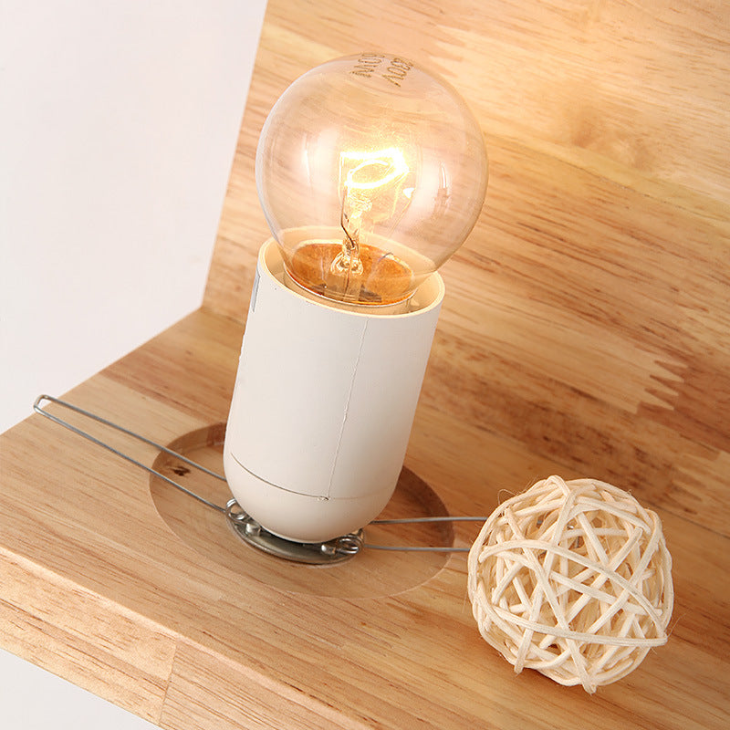 Japanese Minimalist Wood Square Glass 1-Light Wall Sconce Lamp