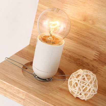 Japanese Minimalist Wood Square Glass 1-Light Wall Sconce Lamp
