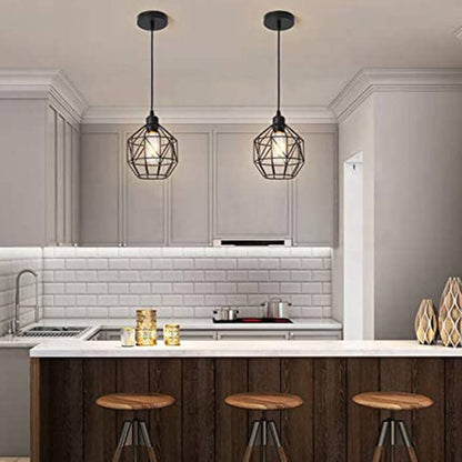 Contemporary Industrial Polygonal Iron 1-Light Pendant Light For Living Room