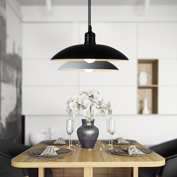 Industrial Simple Personality Wrought Iron Disc 1-Light Pendant Light