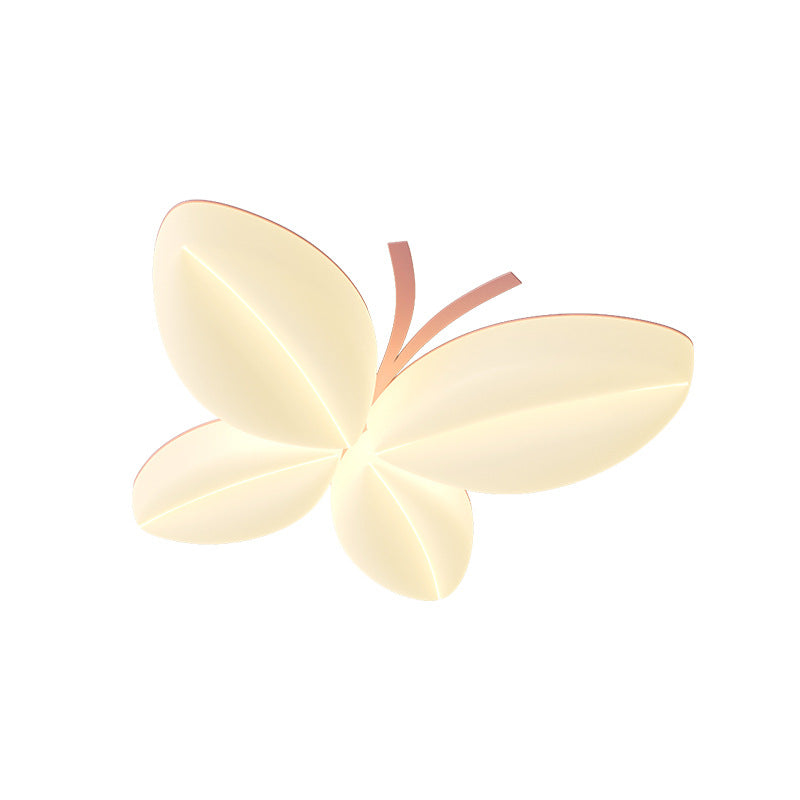 Modern Art Deco Butterfly Design Iron PE LED Flush Mount Ceiling Light For Bedroom