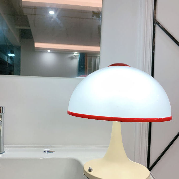 Modern Cream Mushroom Metal 1-Light Table Lamp