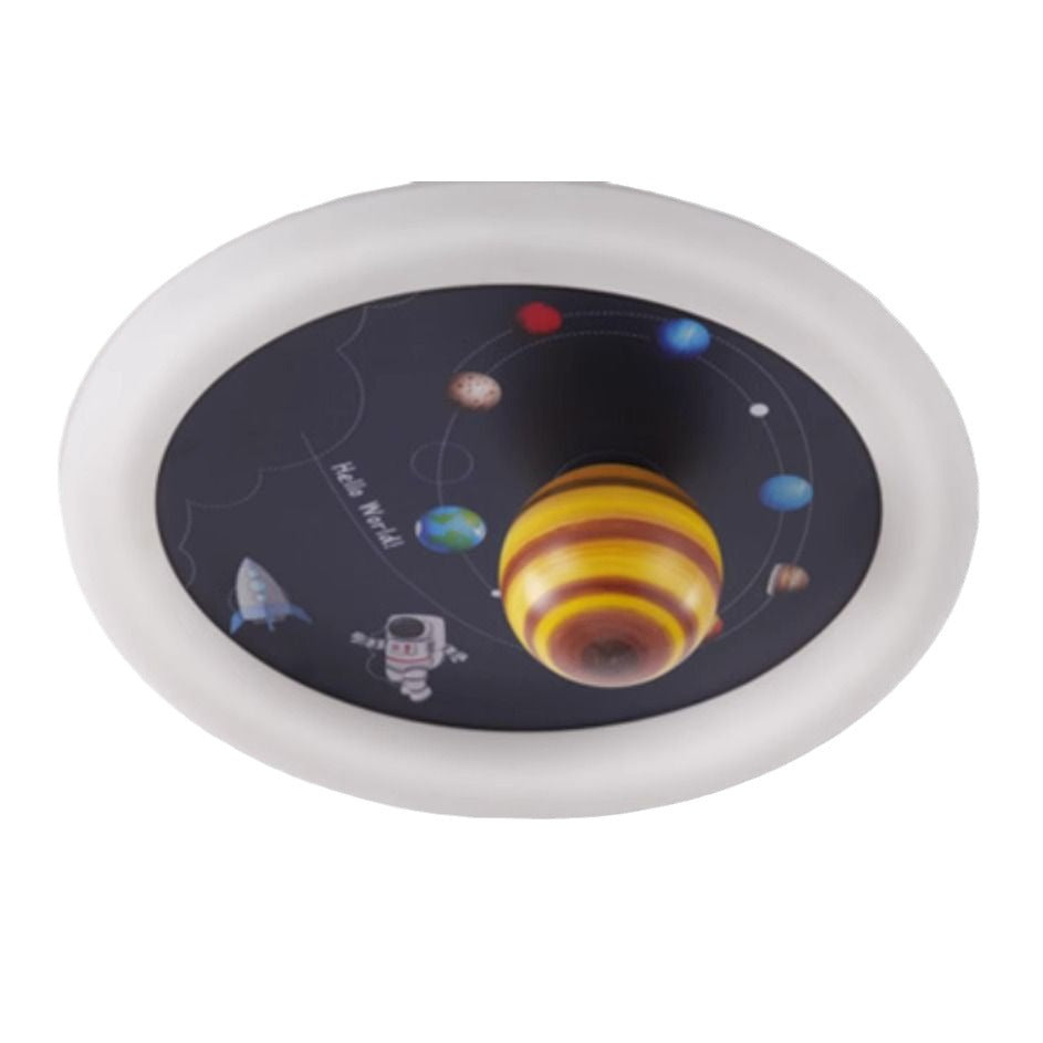 Contemporary Nordic Hardware Round Planet Cartoon LED Flush Mount Ceiling Light For Bedroom