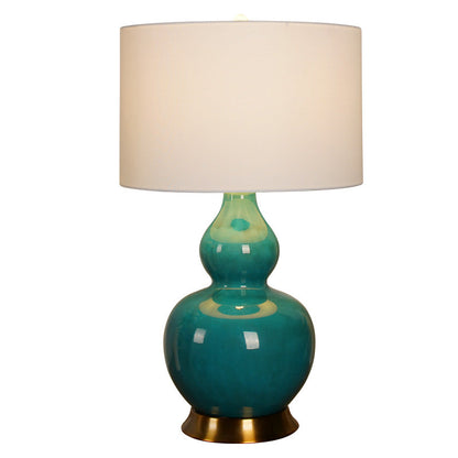 Modern Luxury Fabric Green Gourd Ceramic 1-Light Table Lamp