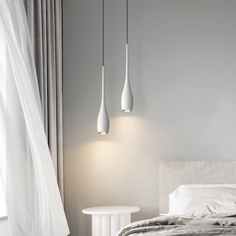 مصباح LED حديث بسيط بلون أسود وأبيض على شكل دمعة من الألومنيوم 