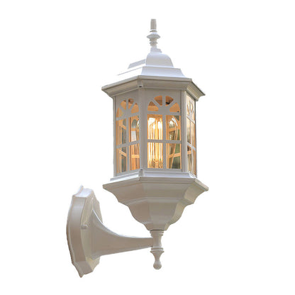 Traditional European Aluminum Alloy Castle Design Glass 1-Light Waterproof Wall Sconce Lamp For Outdoor Patio
