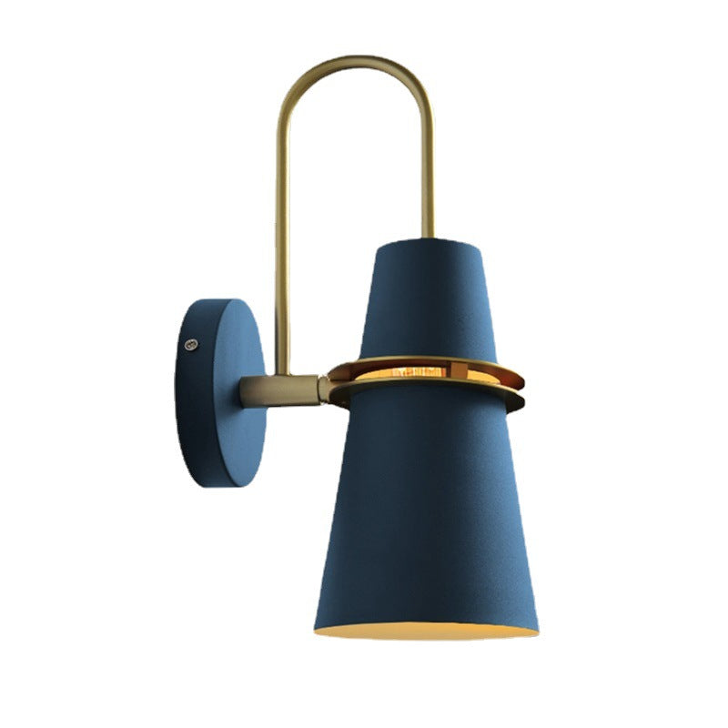 Contemporary Scandinavian Iron Cylinder Horn 1-Light Wall Sconce Lamp For Bedside