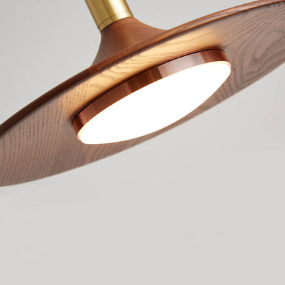 Japanese Walnut Flying Saucer Design Acrylic LED Pendant Light