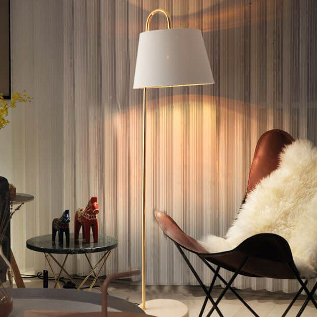 Nordic Modern Solid Color Fabric Shade Marble 1-Light Standing Floor Lamp