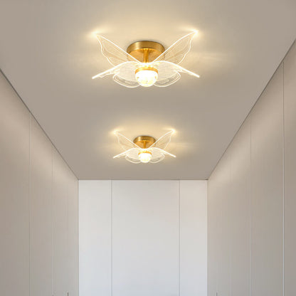Creative Gold Double Layer Overlap Design LED Semi-Flush Mount Light