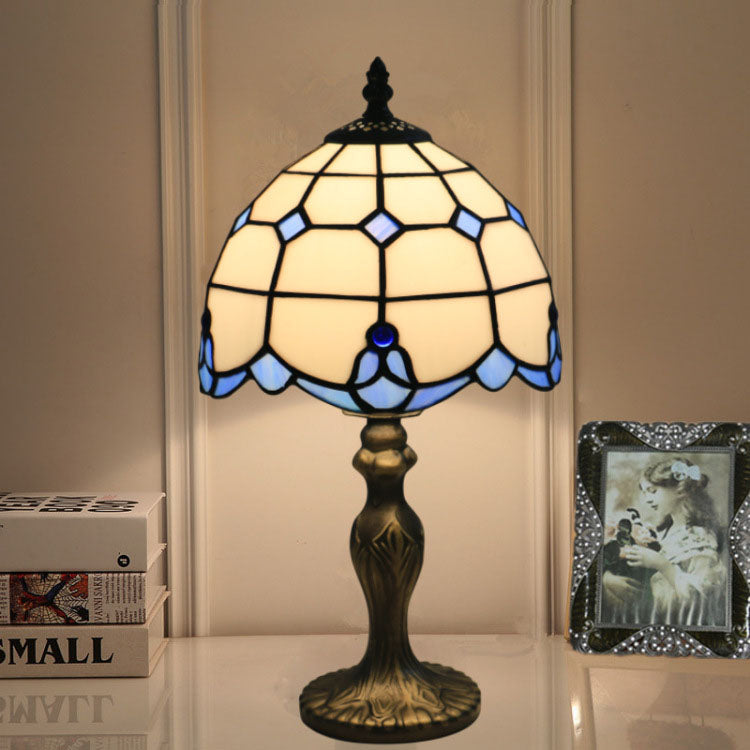 Traditional Tiffany Resin Glass Umbrella Shape 1-Light Table Lamp For Bedroom