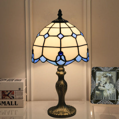 Traditional Tiffany Resin Glass Umbrella Shape 1-Light Table Lamp For Bedroom