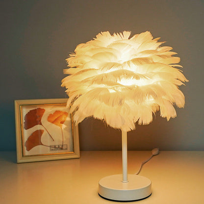 Contemporary Creative Feather USB LED Table Lamp For Bedroom