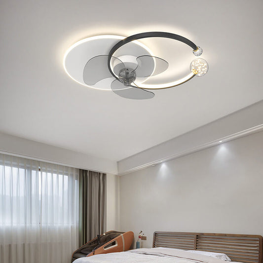 مروحة LED فاخرة بتصميم حلقة مزدوجة مثبتة على الحائط