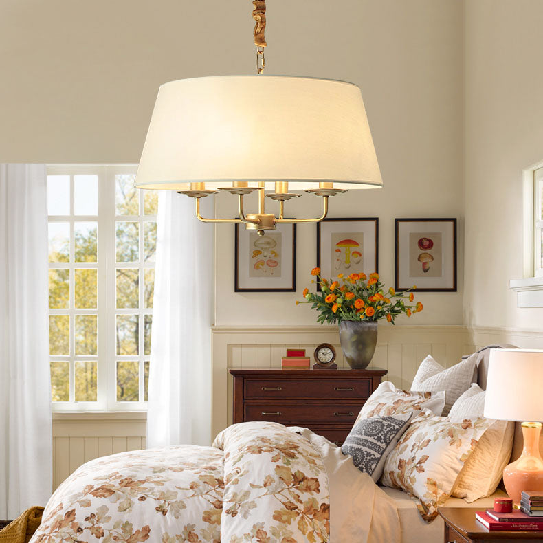 European Vintage Classic Iron Cloth 4-Light Pendant Light