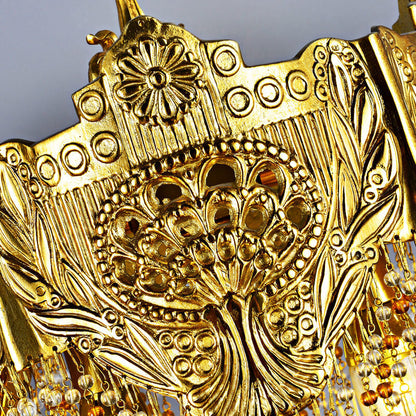 French Full Copper Crystal Tassel Design 1-Light Table Lamp