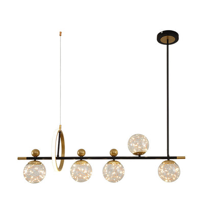 Nordic Light Luxury Round Ball Iron Glass LED Chandelier